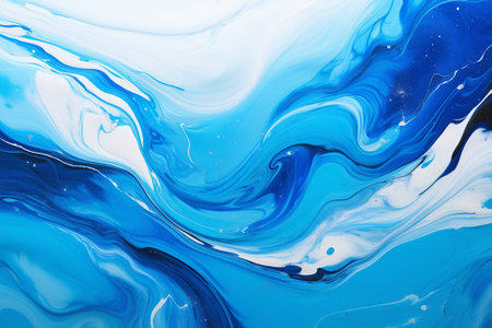 Blue and white abstract background. Liquid marble pattern. Close-upの素材