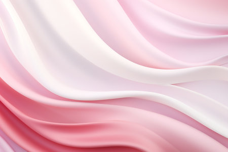 Abstract background of pink and white wavy fabric. 3d render illustrationの素材