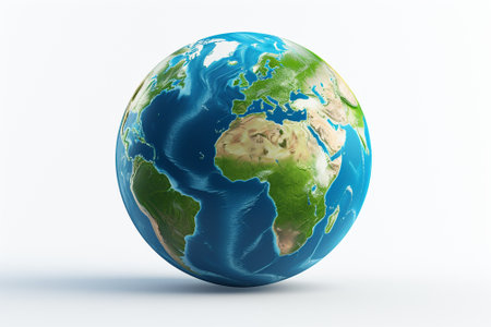 Earth globe on white background. 3D rendering.の素材