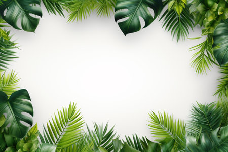 Tropical leaves background with copy space.の素材