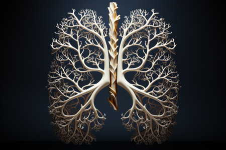 Human lungs with tree roots. 3d render. Conceptual image.の素材