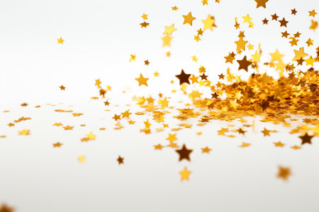 Golden stars on a white background. holiday and celebration concept.の素材