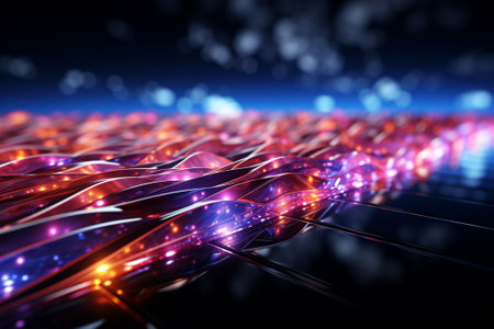 3d rendering of abstract technology background with glowing particles. High tech backgroundの素材