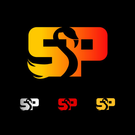 SP, swan, Abstract initial monogram letter S and P alphabet logo designのイラスト素材