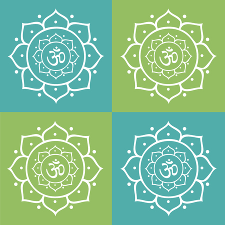Om Symbol and Lotus Flower Mandala Illustrationのイラスト素材