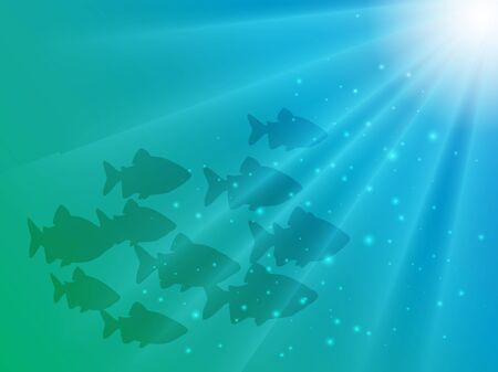 Vector Illustration Underwater Scene with Fishのイラスト素材