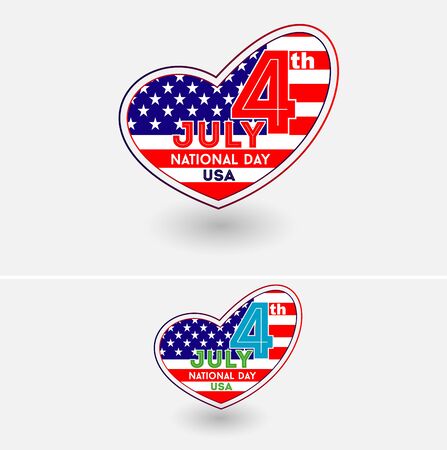 United States Flag Heart. USA National Day 4th Julyのイラスト素材