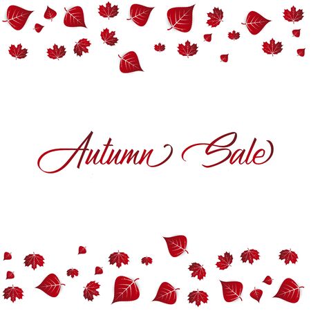 Advertising discount banner with fallen leaves.のイラスト素材