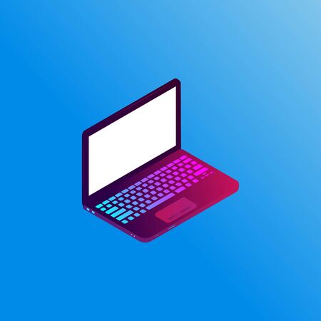 Set Mock-up of realistic laptop. 3d isometric illustration laptop . Perspective view devices. Mockup generic device. Template for infographics or presentationのイラスト素材