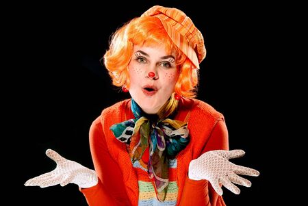 Portrain of a girl in clown suitの写真素材