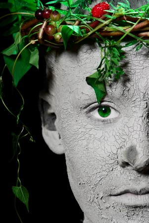 Mother Earth portrait. Black Background. Studio shot.の写真素材