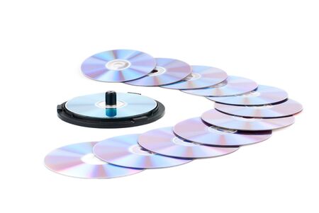 Set of compact disks. White background. Studo shot.の写真素材