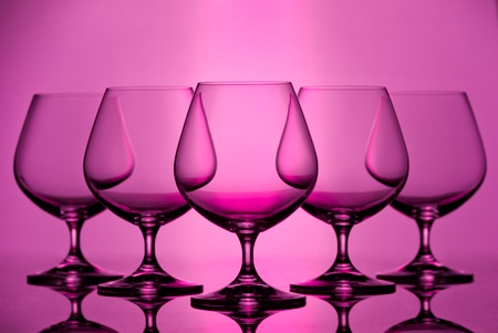 Set of empty brandy goblets  Studio shotの写真素材