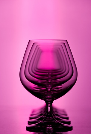 Set of empty brandy goblets  Studio shotの写真素材