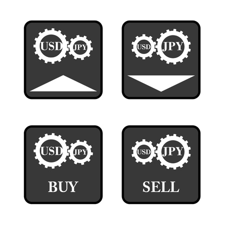 Set of forex icons for US Dollar- Japanese yen currencies pairのイラスト素材