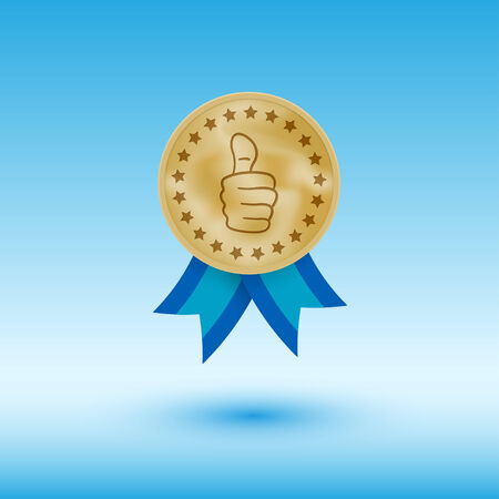 gold medal with  thumb up  signのイラスト素材