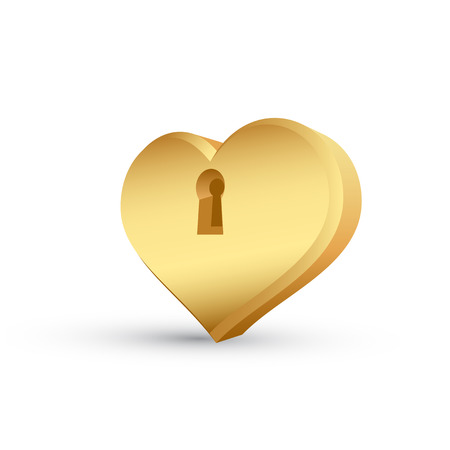 picture of golden heart with a key holeのイラスト素材