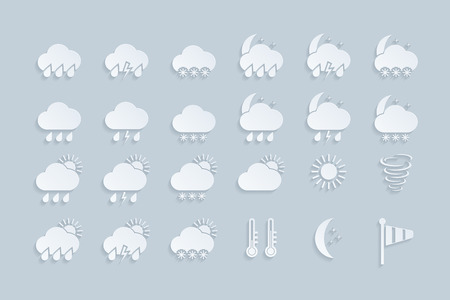 set of paper weather icons  vector  illustrationのイラスト素材