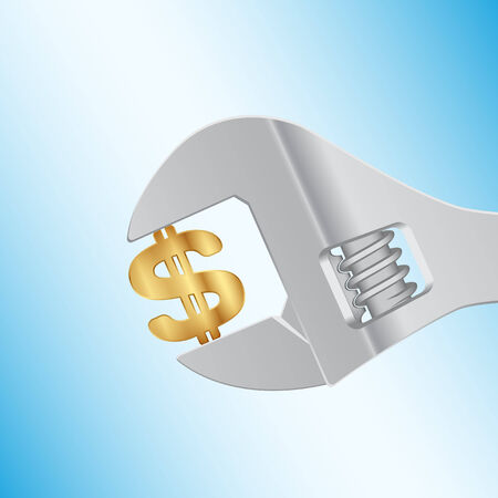vector picture of a adjustable wrench and dollar signのイラスト素材