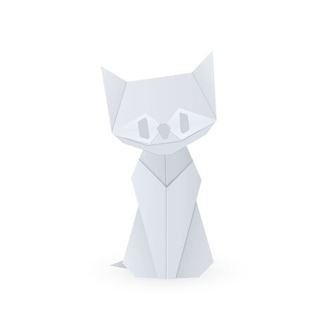 picture of paper origami cat on white backroundのイラスト素材