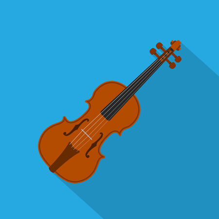 picture of a violin on blue background, flat style illustrationのイラスト素材