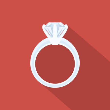 Picture of a white gold ring with diamond, flat style illustrationのイラスト素材