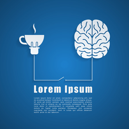 picture of human brain charging from tea/coffee cupのイラスト素材