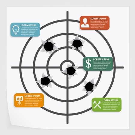 infographic template with target and bullet holesのイラスト素材
