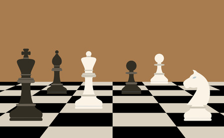 picture of chessboard and chess figures on it, business strategy conceptのイラスト素材
