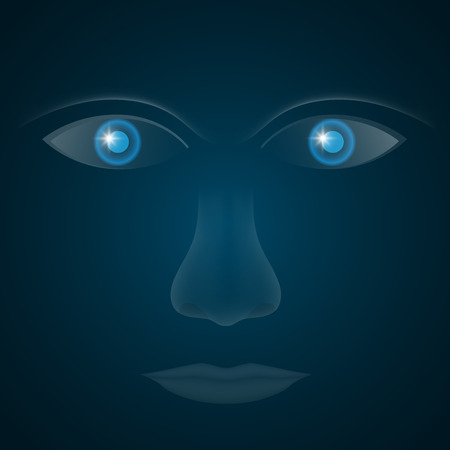 futuristic human face with glass eyesのイラスト素材