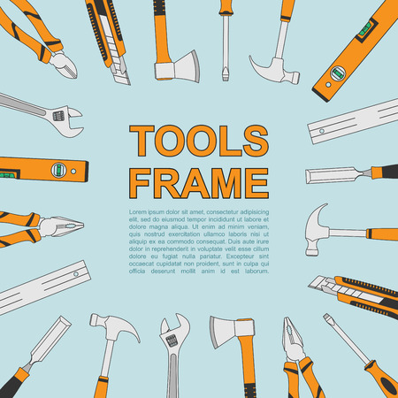 abstract background with frame with tools iconsのイラスト素材