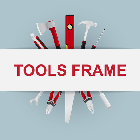 abstract background with frame with tools iconsのイラスト素材