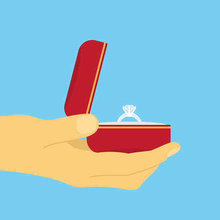 picture of human hand with wedding ring, flat style illustrationのイラスト素材