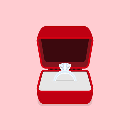 picture of a ring with diamond, flat style illustrationのイラスト素材