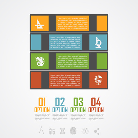 Infographic template with book stack silhouettes and icons, education and sciences conceptのイラスト素材