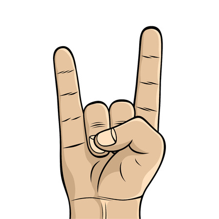 picture of human hands showing rock signのイラスト素材