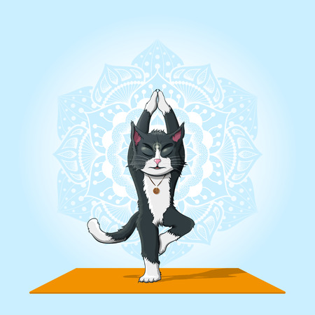 Cat practice yogaのイラスト素材
