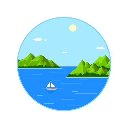 Yacht in the seaのイラスト素材