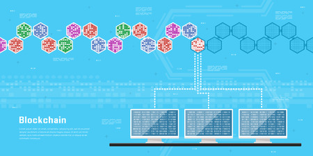 Block chain technology concept in colorful illustration.のイラスト素材