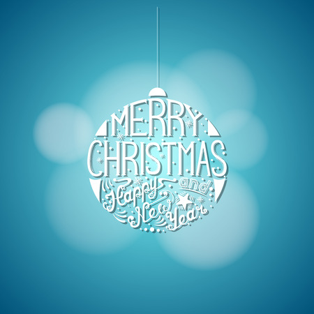 Merry Christmas and Happy New Year lettering template. Greeting card or invitation design.のイラスト素材