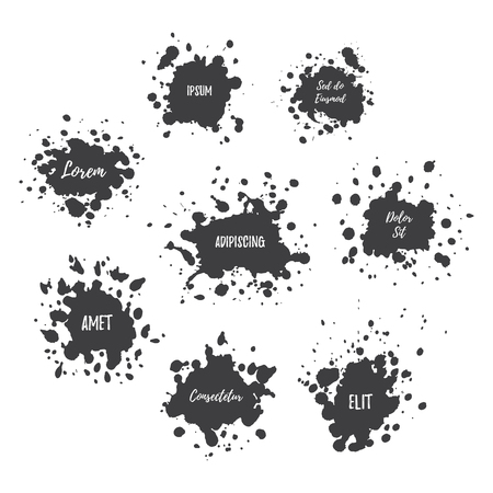 Black paint splashes set for design use. Abstract illustration.のイラスト素材