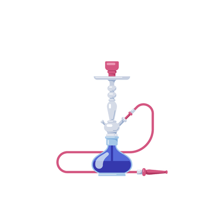 Smoking hookah concept. Flat style Shisha icon isolated on white background. Smoke pipe and relaxation.のイラスト素材