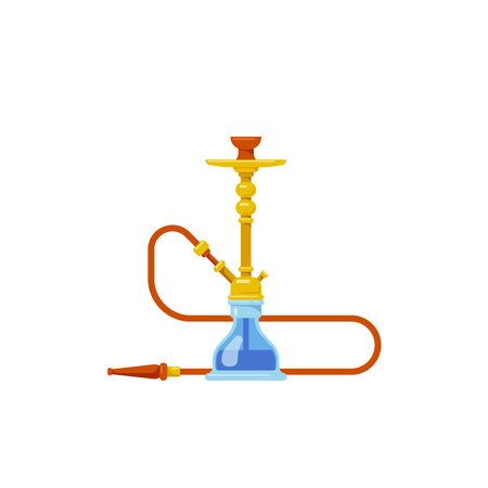Smoking hookah concept. Flat style Shisha icon isolated on white background. Smoke pipe and relaxation.のイラスト素材