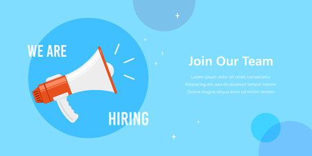 We are hiring. Job search, recruiting, human recource concept. Flat style concept banner.のイラスト素材
