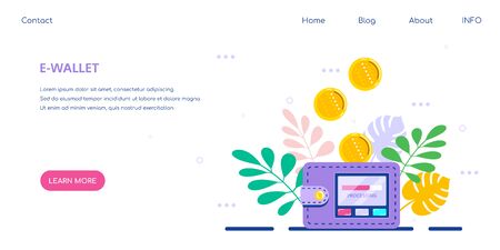 Electronic wallet concept banner, flat style designのイラスト素材