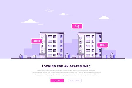 Real Estate Concept Banner. Stock Vector illustrationのイラスト素材