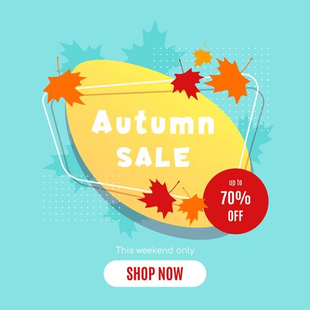 Autumn sale vector banner abstract background design with fall leaves, autumn typography and discount text. Vector illustration.のイラスト素材