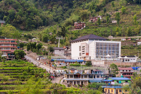 Nepal, Pokhara, Sedi-Bagar, May 2020: Construction of ropeway station in Sedi-Bagar villageのeditorial素材