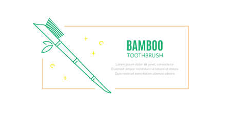 Bamboo toothbrush vector icon with frame and place for textのイラスト素材