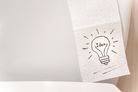 Lightbulb drawn on toilet paper, stock photoの写真素材